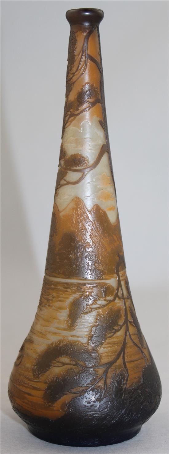 A Devez cameo glass bottle vase, c.1900, 18cm